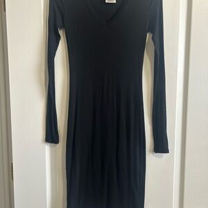 BCBGMaxAzria Black Long-Sleeve V-Neck Midi Dress
